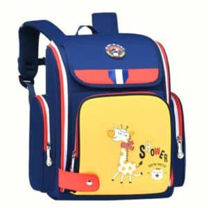 Cartable ergonomique d’école bleu girafe