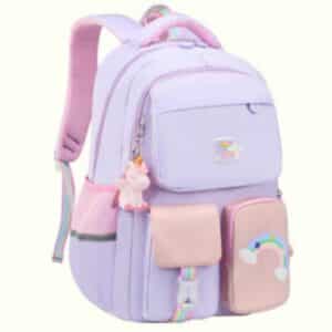 Cartable imperméable ergonomique arc en ciel fille