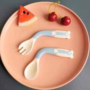 Couverts oursons en caoutchouc pliables pour bébés