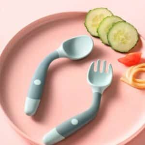 Couverts pliables ergonomiques en silicone pour bébé