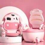 Pot ergonomique bébé fille motif vache rose