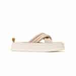 Tongs femme beige en maille semelle ergonomique