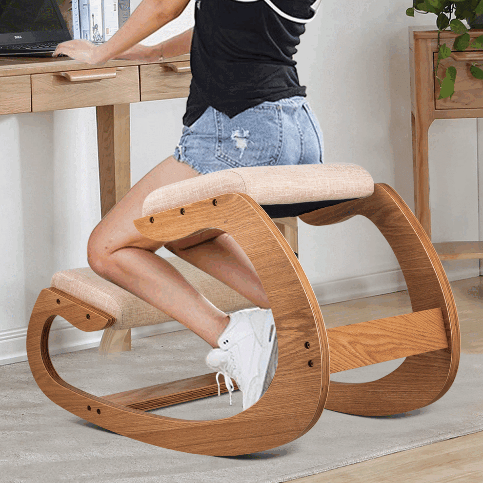 Predawn Siège Assis à Genoux, Siege Ergonomique, Chaise Ergonomique, Tabouret Ergonomique, Coussin en Bois et en Lin, Soulager Les Douleurs au Dos et au Cou et Améliorer la Posture (Noir