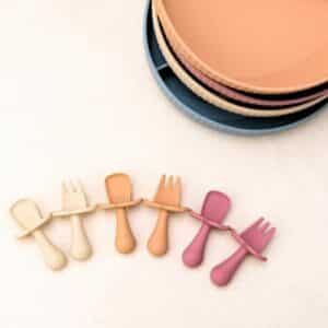Lot de fourchette et cuillère ergonomiques pour bébé