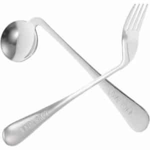 Fourchette et Cuillère Coudées Ergonomiques en Acier Inoxydable