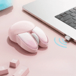 Souris Sans Fil Ergonomique Rose en Forme de Tête de Lapin