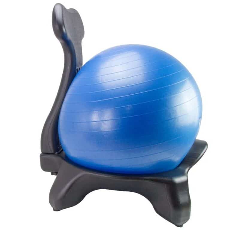 Leogreen Chaise Ballon Ergonomique 65 Cm – Housse Lin Gris Antidérapante – Ballon Yoga & Grossesse