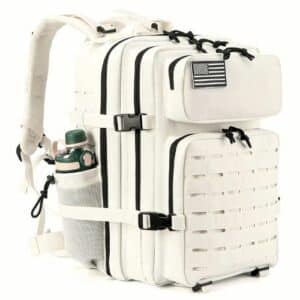 Sac à Dos Ergonomique Blanc Polyvalent au Style Militaire