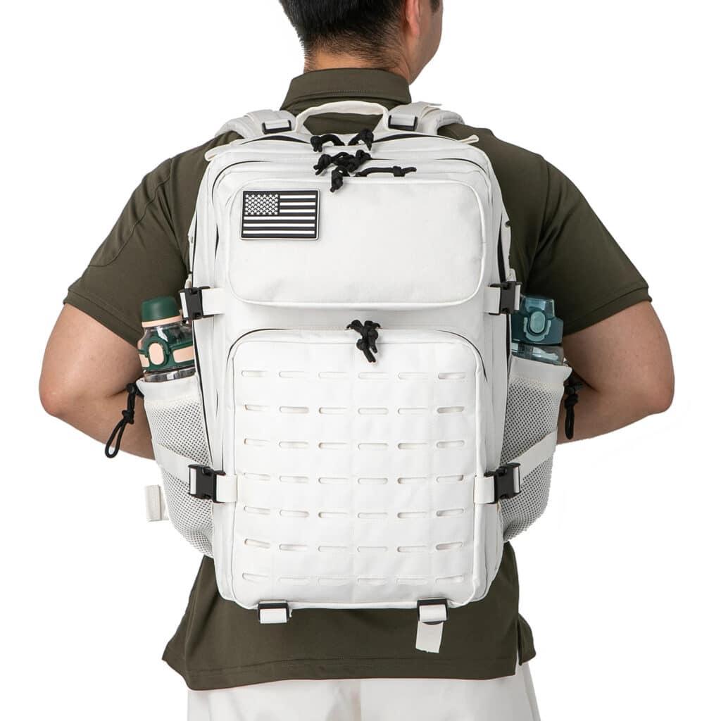 Sac à Dos Ergonomique Blanc Polyvalent au Style Militaire