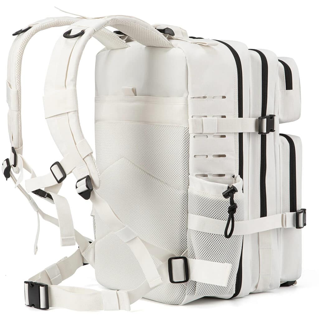 Sac à Dos Ergonomique Blanc Polyvalent au Style Militaire