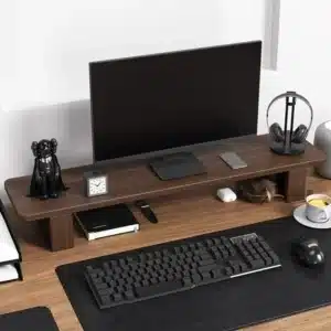 rehausseur ecran ordi bois sombre