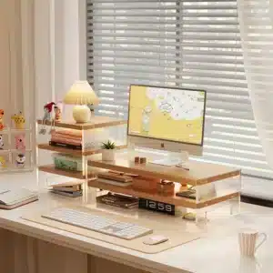 Support de moniteur de relaxation en acrylique à double pont, support de rangement pour la maison et le bureau