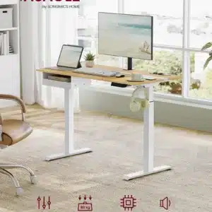 bureau assis debout blanc