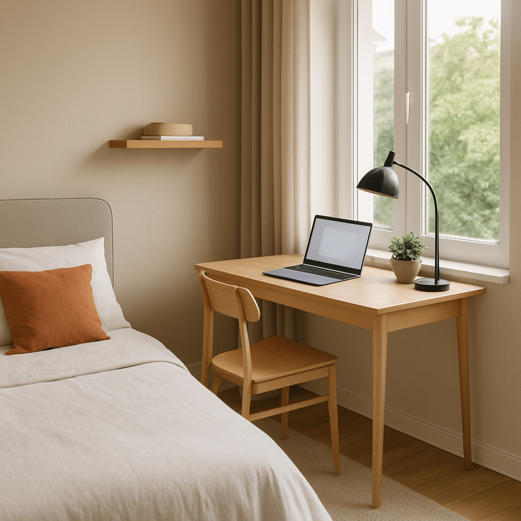 un bureau dans une chambre