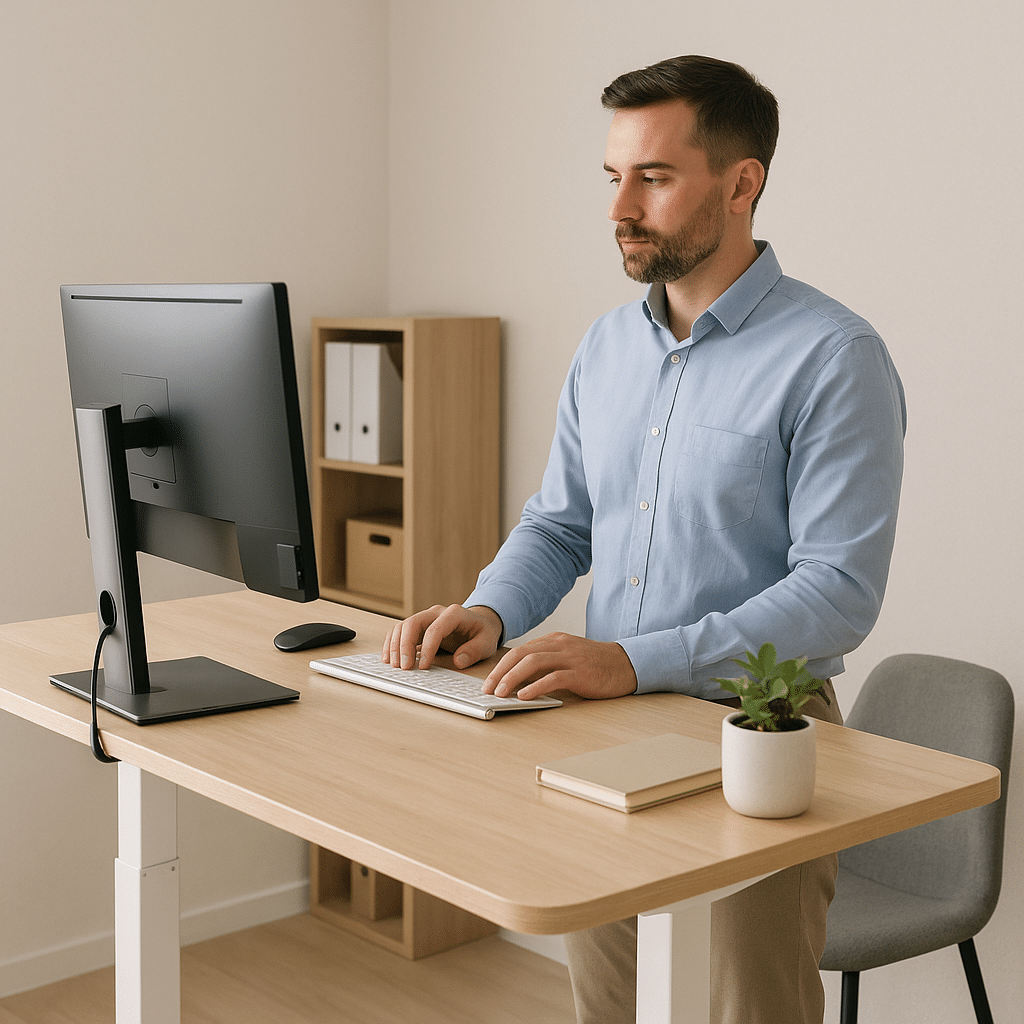 Un bureau assis debout