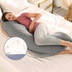 Comment utiliser un coussin de grossesse pour dormir confortablement Oreiller De Grossesse Gris Confortable Et Polyvalent